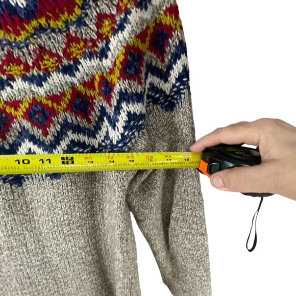 J.Jill Womens Fair Isle Knit Sweater XS Cotton Blend Gray Multicolor Tribal - Picture 5 of 7